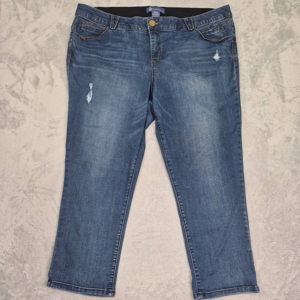 Democracy 22W Ab solution Blue Distressed Cropped Jeans Womens WKE1176CC Plus